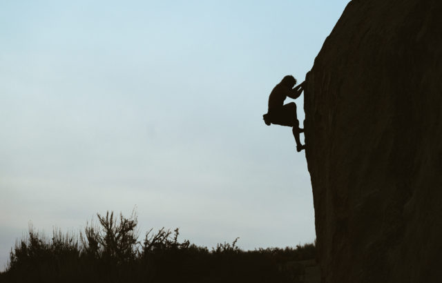 rock climber silhouette Bishop